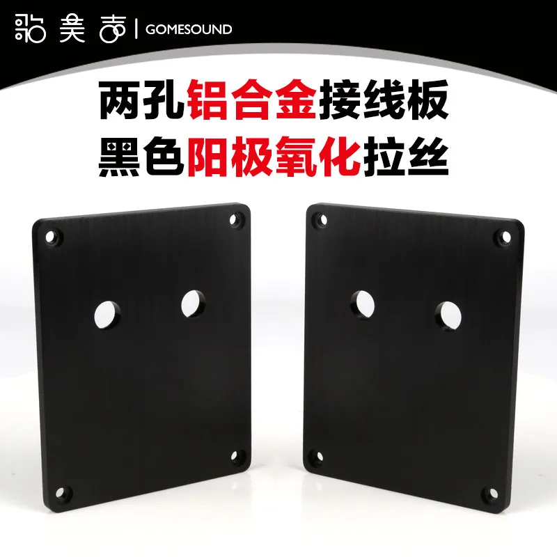 Black Anodized Aluminum Alloy HiFi Speaker Two-Hole Wires Connecting Board with Screw Fixed Speaker Accessories Terminal Plate