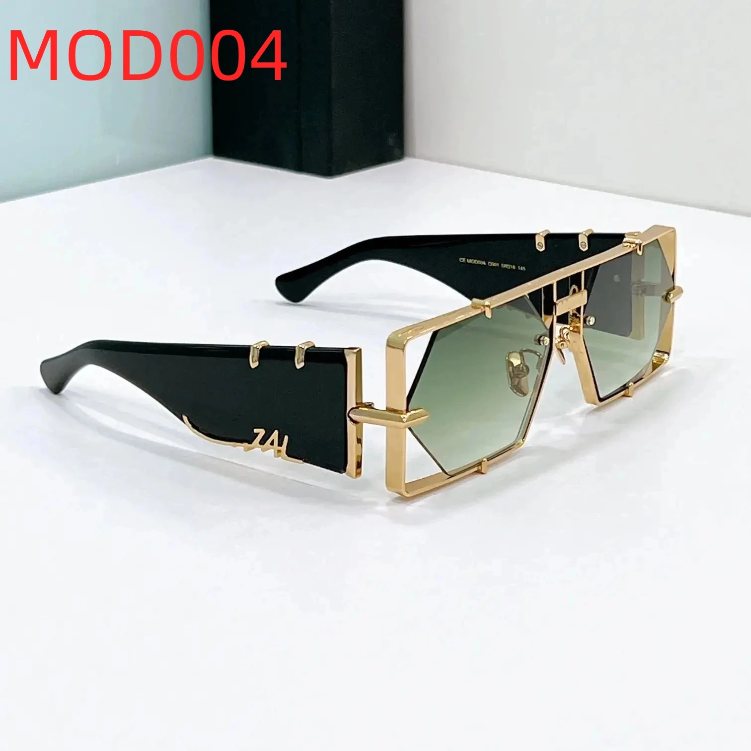 

Original MOD004 Fashion Gradient Green Lenses Casual Men Sunglasses Classic Premium Black Acetate Frame Women Couple Eyewear