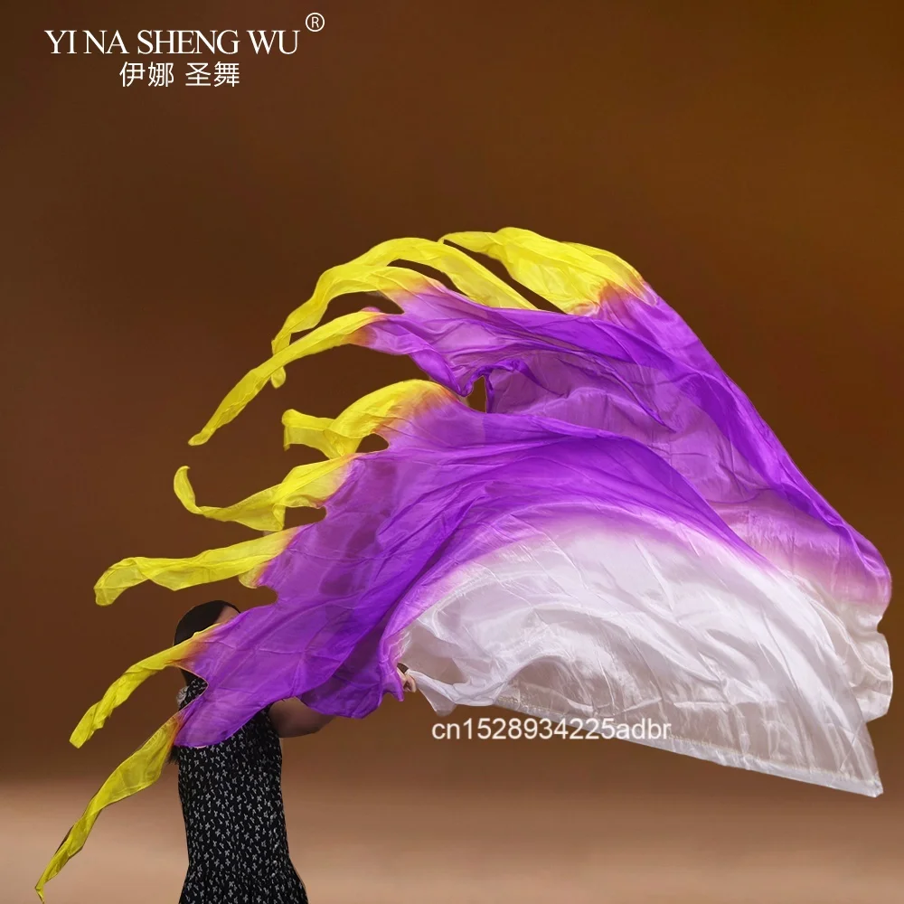 

2pcs Worship Flag Banner White Fire Color Real Silk Scarf Ribbon With Elastic Rod Practice Performance Praise Dance Church
