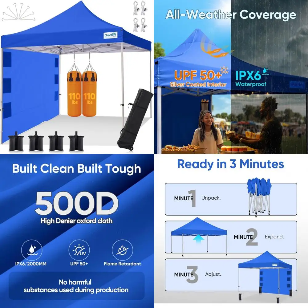 

Heavy Duty 10x10 Pop Up Canopy Tent - Waterproof, Commercial Outdoor Canopies, Easy Setup, 11ft Interior Height, Suitable for Va