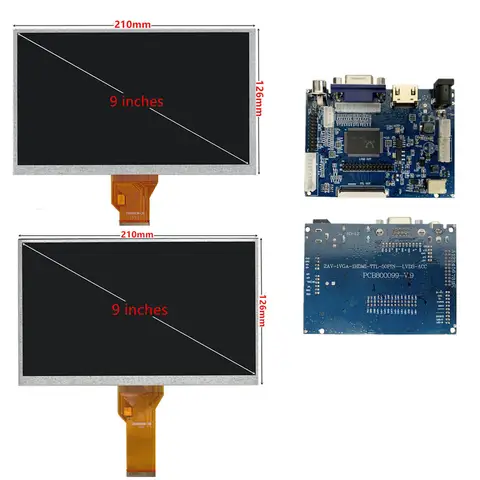 9 inch AT090TN10 12 Monitor Kit HDMI+VGA+2AV Control Driver Board TN LCD Screen Display For Lattepanda Raspberry Pi Banana Pi PC