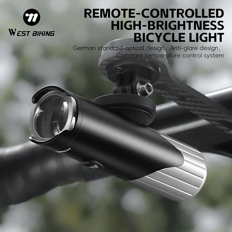 غرب ركوب الدراجات الدراجة الجبهة ضوء ضوء IP66 غير نافذ للمطر 1300/1600/2000LM الدراجات العلوي نوع-C شحن مصباح يدوي إضاءة دراجة هوائية