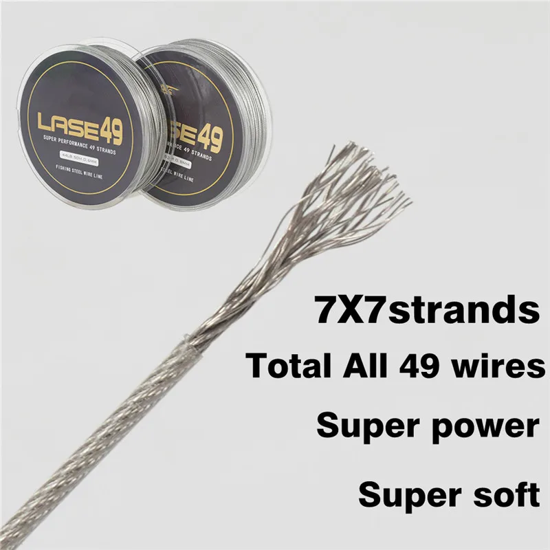 Imagem -03 - Super Desempenho 49 Fios Linha de Fio de Aço de Pesca Super Macio Linhas de Fio Cobrir com Plástico à Prova Impermeável Água