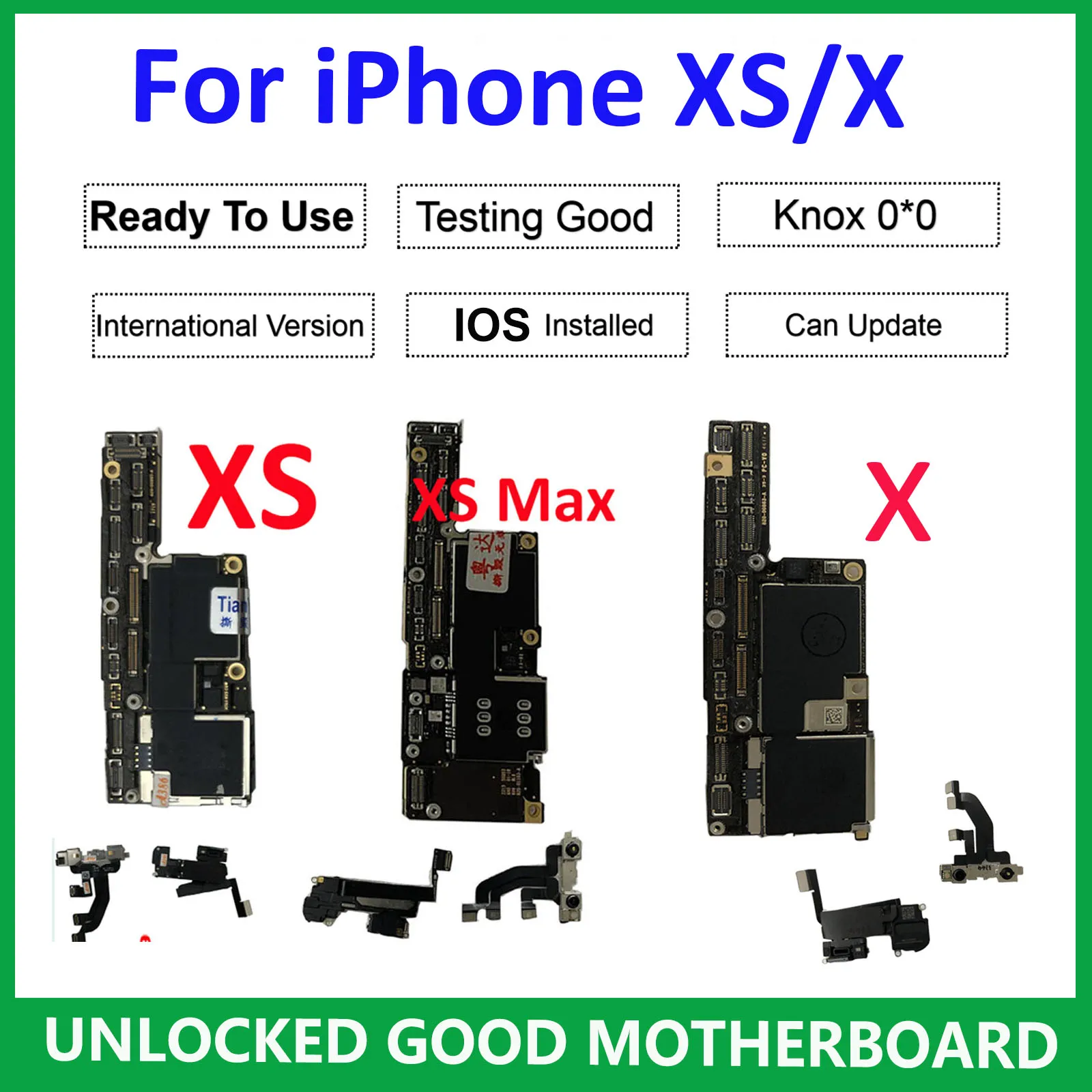 

For iPhone X XS Motherboard with Face ID unlocked,Original for iPhone xs max Logic board iCloud Free 64GB 256GB 512G