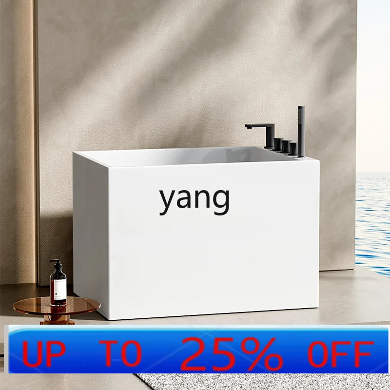 LMMAcrylic Household Small Apartment Deep Soak Integrated Mobile Freestanding Small Square Mini
