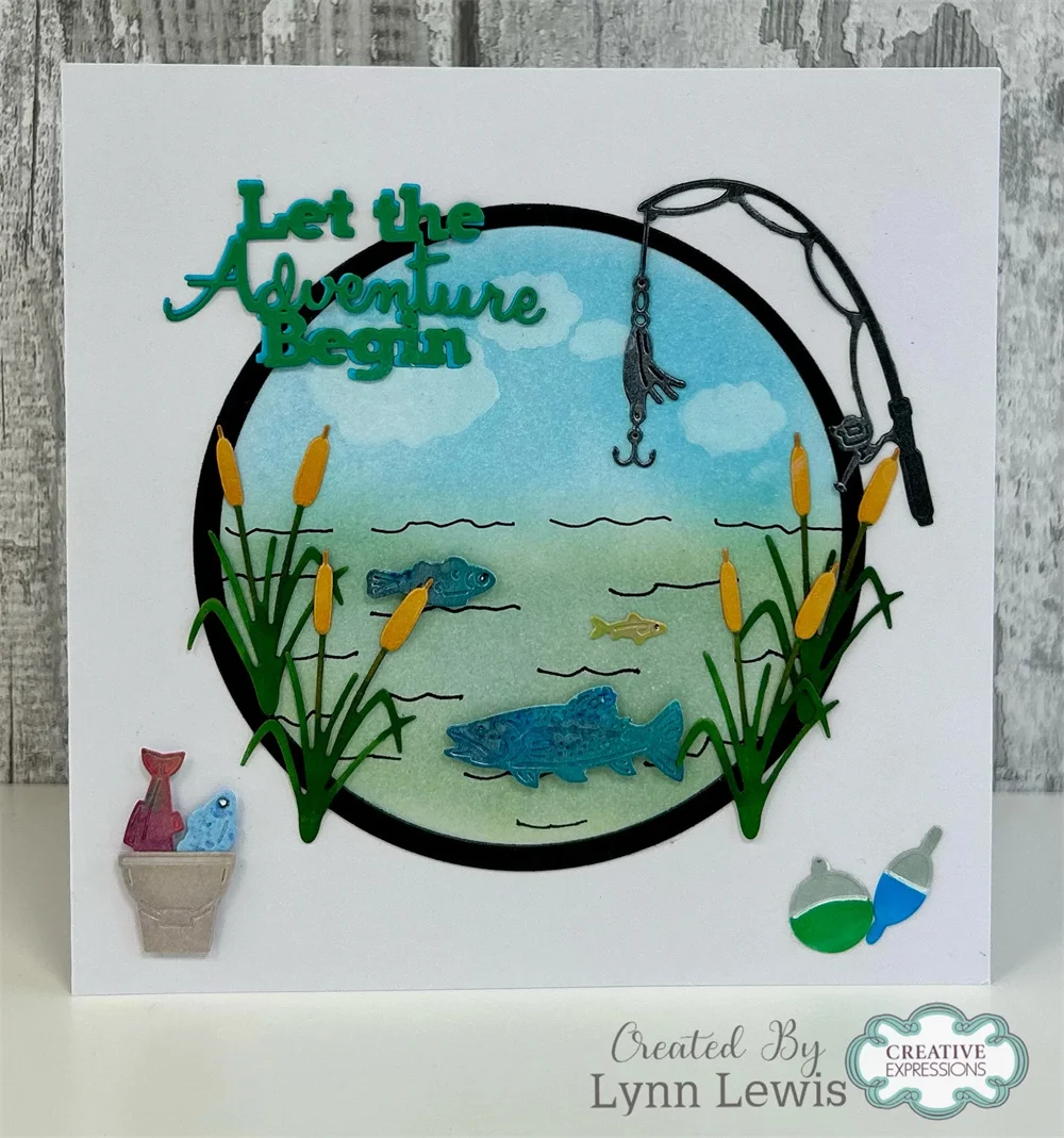 แม่พิมพ์ตัดโลหะรูปปลา Best Fishes Gone Fishing สำหรับงาน DIY ทำสมุดภาพ การ์ด และงานฝีมือ