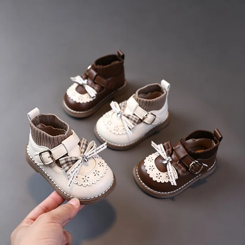 Toddler Girls Princess Shoes Autumn Winter Breathable Baby Leather Shoes Anti Slip Soft Sole Learn Walking 1 3 Years