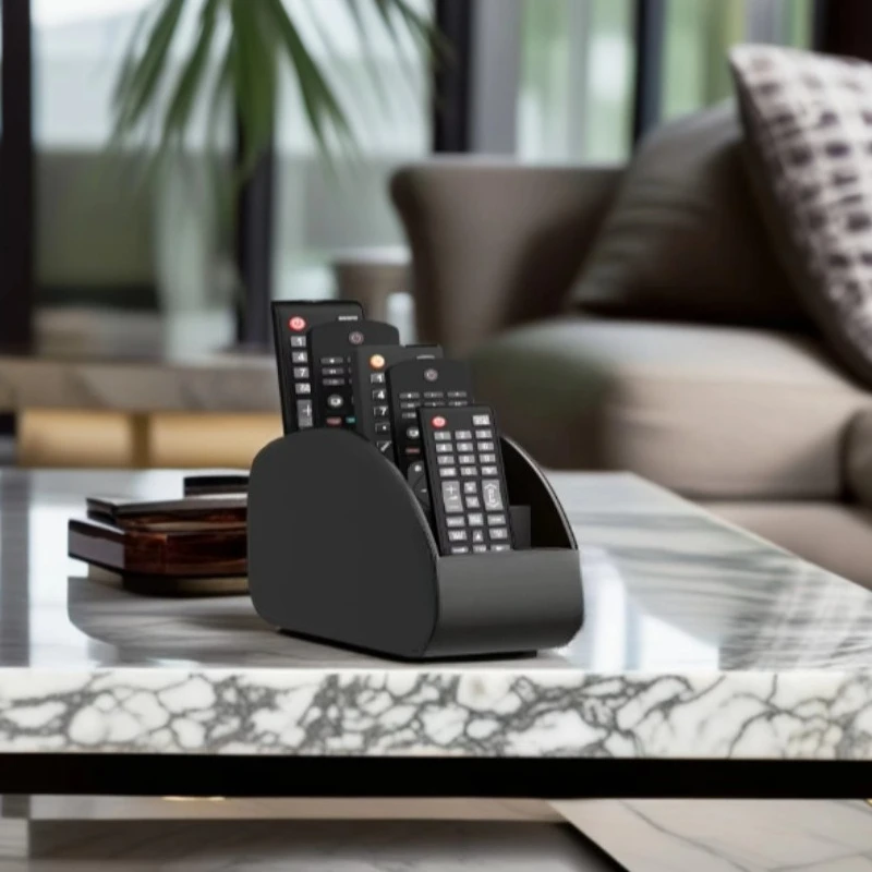 5-Compartment Remote Control Organizer - Desktop Storage Box for TV & AC Remotes, Multi-Slot Holder for Living Room, Bedroom
