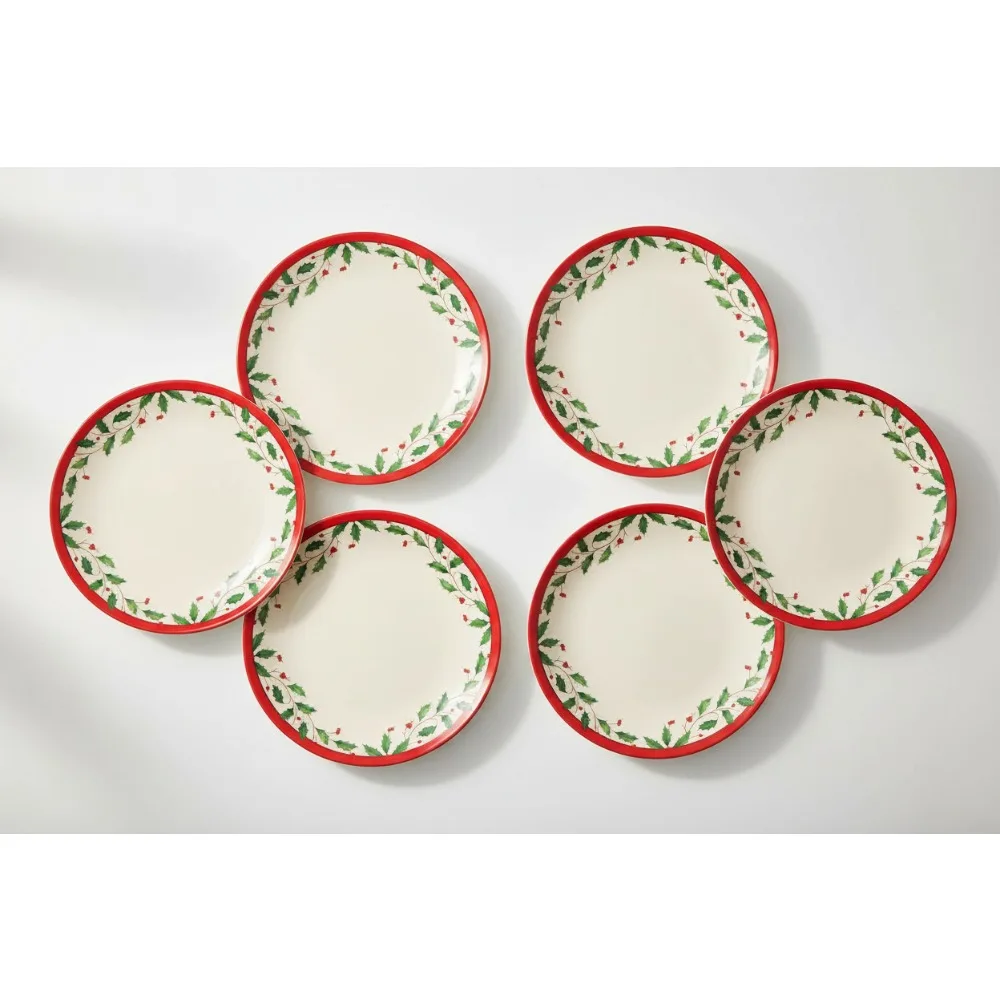 مجموعة أواني طعام عيد الميلاد، 6 قطع من أطباق لهجة العطلات للاستضافة الاحتفالية وديكور الطعام #1