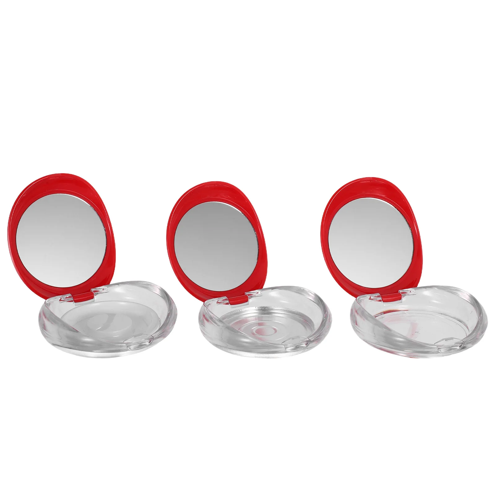 Caja de maquillaje recargable con espejo, estuche compacto, organizador de pestañas, soporte para pestañas, almacenamiento de colorete en polvo, estuche de maquillaje portátil de viaje, 3 uds.