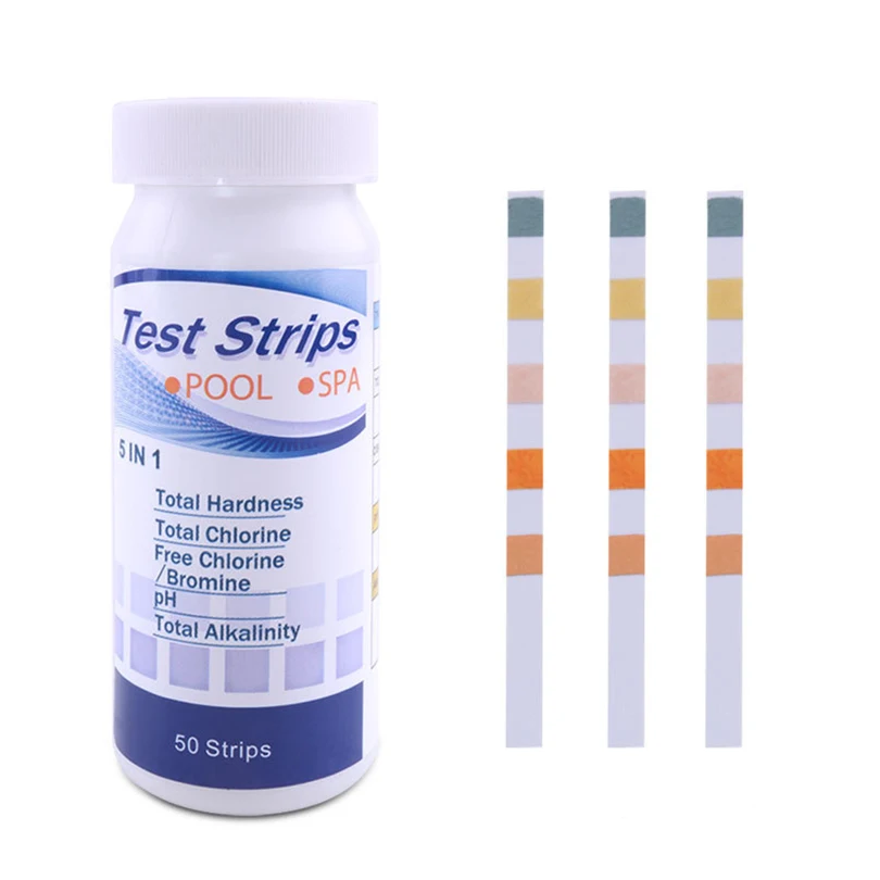 

5 In 1 Swimming Pool Test Strips Spa and Hot Tub Testing Strips Kit Recommend to Testing 2-3 Times Per Week