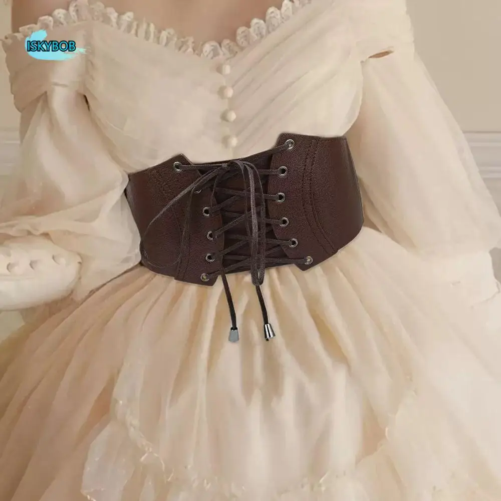 

Корсет из искусственной кожи в стиле ретро Spicy Girl, однотонный эластичный широкий пояс с поясом для похудения, наряды с широким поясом