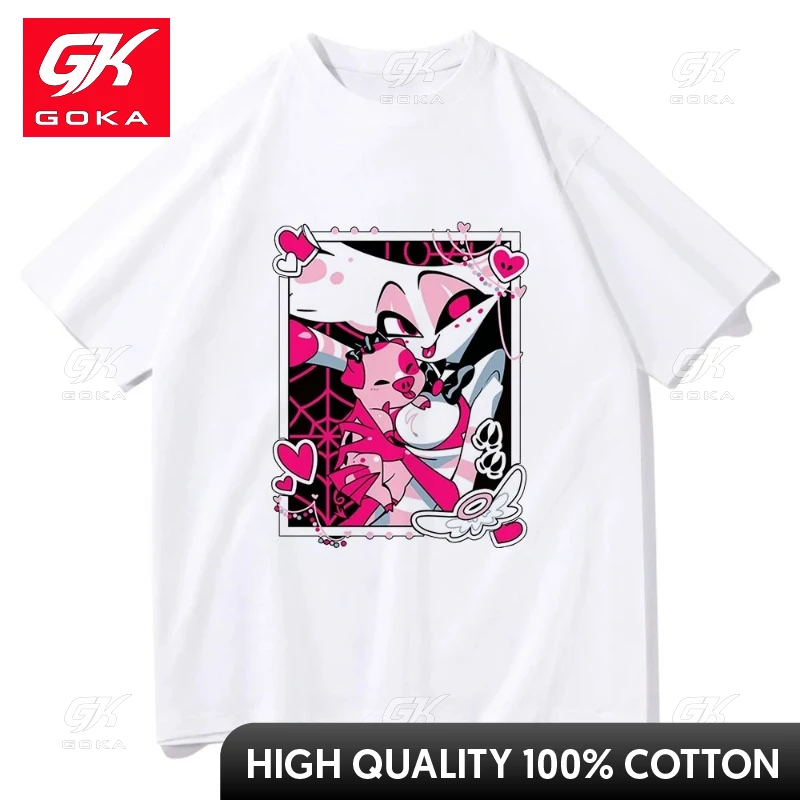 High Quality Cotton Tees Shirts Angel Dust and Fat Nugget T-Shirt New Fashion Men Aesthetic Funny Kawaii T-Shirts Unisex Cartoo