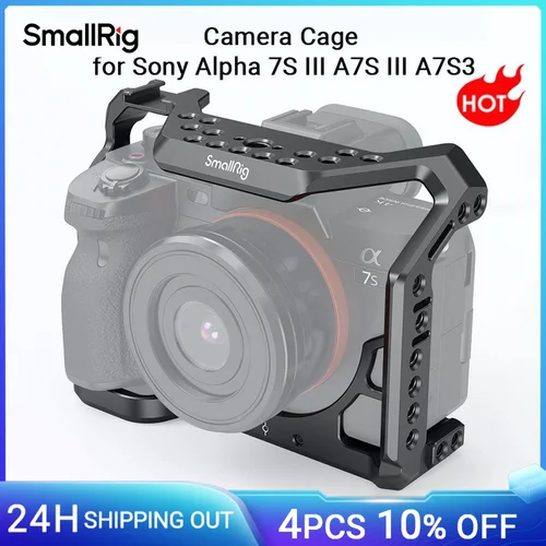 Jaula para cámara SmallRig a7s3 A7siii DSLR para Sony Alpha 7S III con soporte para zapata fría y vídeo en riel Nato, aparejo de jaula DIY 2999