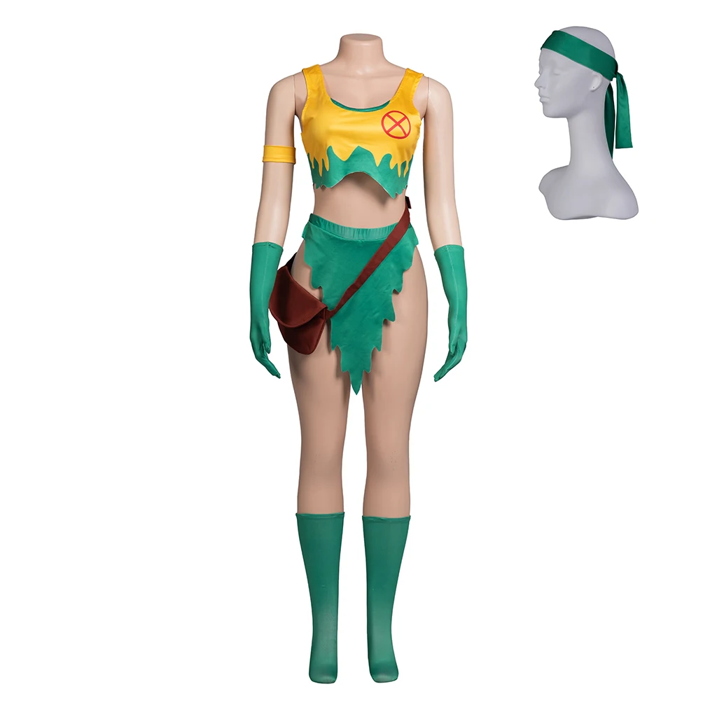 Disfraz de Cosplay de Savage Rogue para mujer, traje de Anna Marie, Top corto Sexy, falda, disfraz de fiesta de Carnaval de Halloween, talla grande