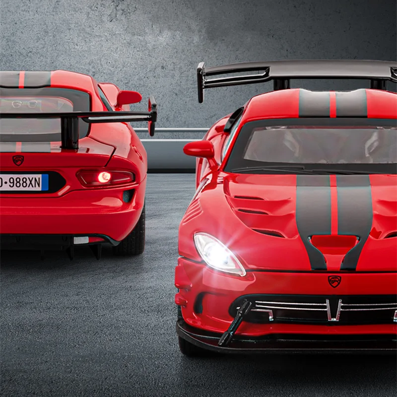 1:32 Dodge Viper ACR SRT Alloy Sports Car Model Diecast Metal Racing Vehicles Car Model Sound and Light Simulation Kids Toy Gift