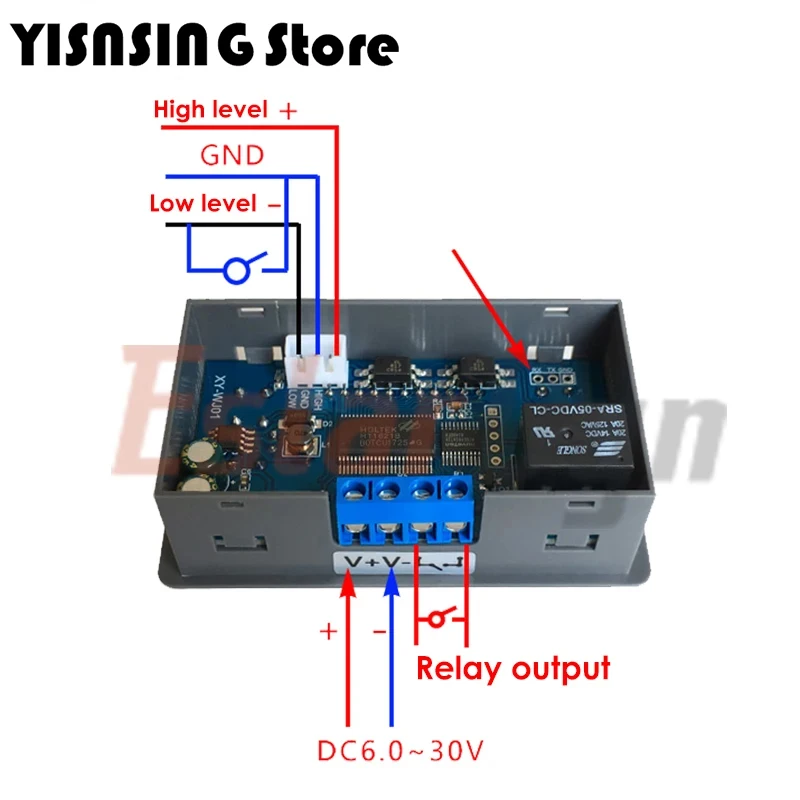 DC 6~30V LED Digital Time Delay Relay Module Programmable Timer Relay Control Switch Timing Trigger Cycle with Case for Indoor