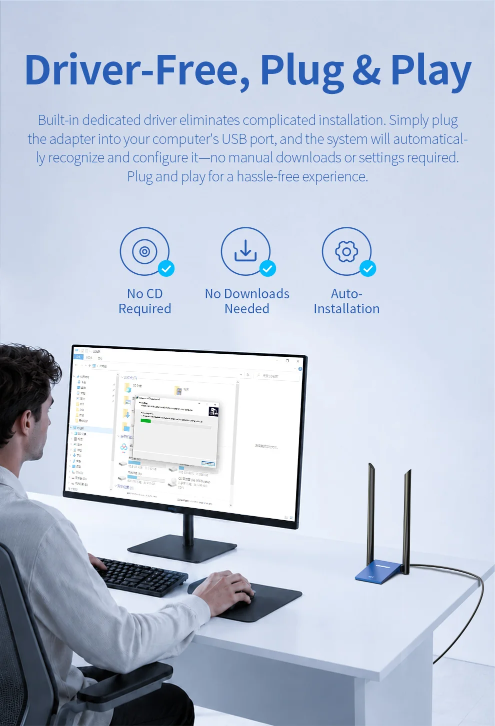 COMFAST CF-735BF AX1800 WiFi6 BT5.4 USB3.0 Wireless Adapter Dual Band 2.4G+5.8G WiFi Receiver AP Transmitter for Desktop Laptop