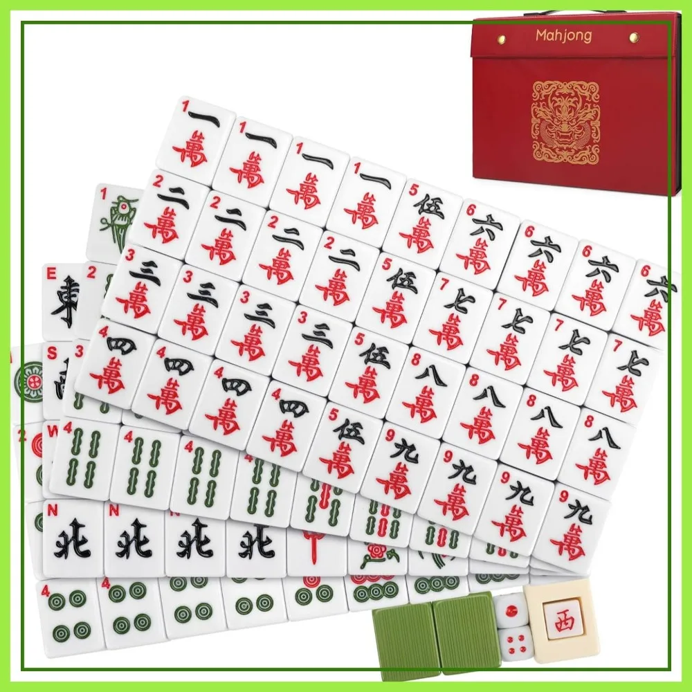 

146pcs Chinese Mahjong Set with Storage Box, Instructions Included for Family & Friends