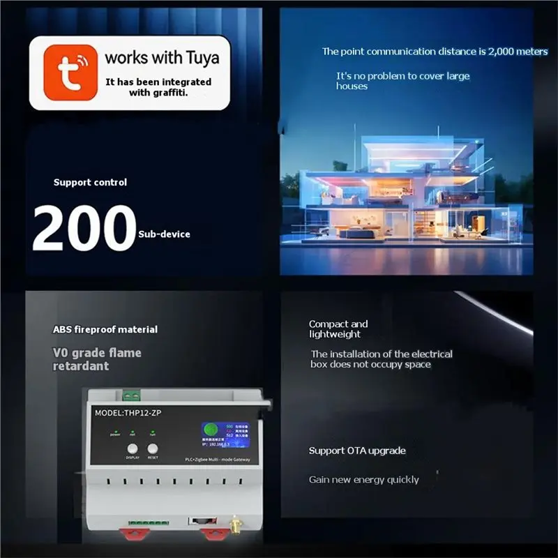 B23B Tuya Smart PLC Zigbee Wired Multi-Mode Gateway Rail-Mounted Central Control Host Whole-House Smart Home System