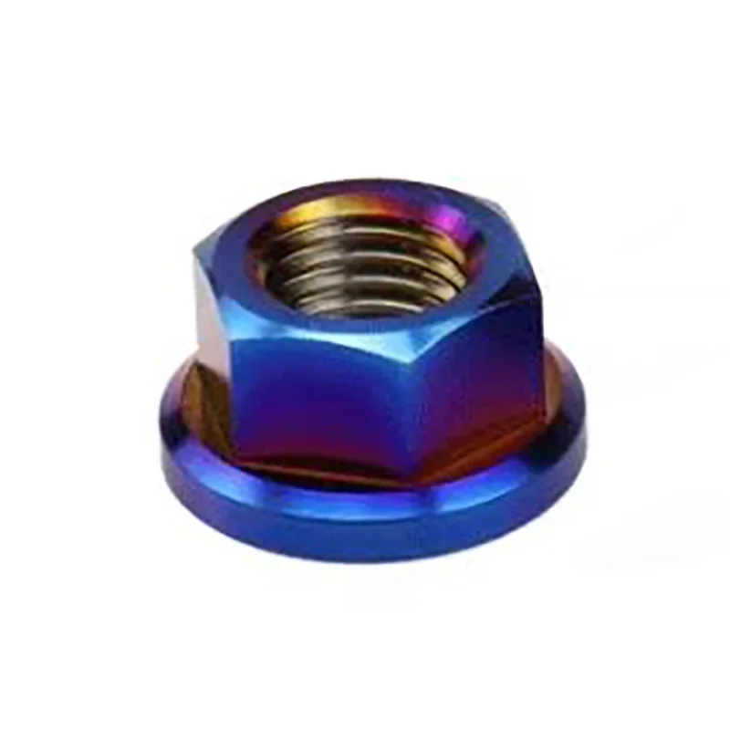 Blue M5 M6 M8 M10 M12 M14 M16 Titanium Flange Nuts 6Al-4V DIN6923 Grade 5
