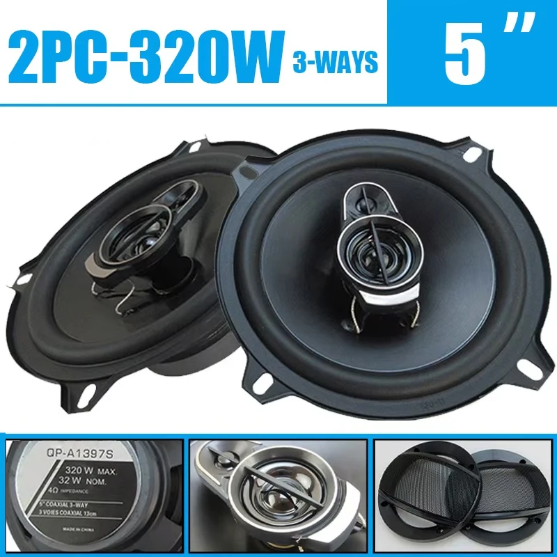 5 inch (2X320W) 640W 3 Way Car High-fidelity Coaxial Speakers Vehicle Door Auto Audio Music Stereo Subwoofer Automotive Speaker