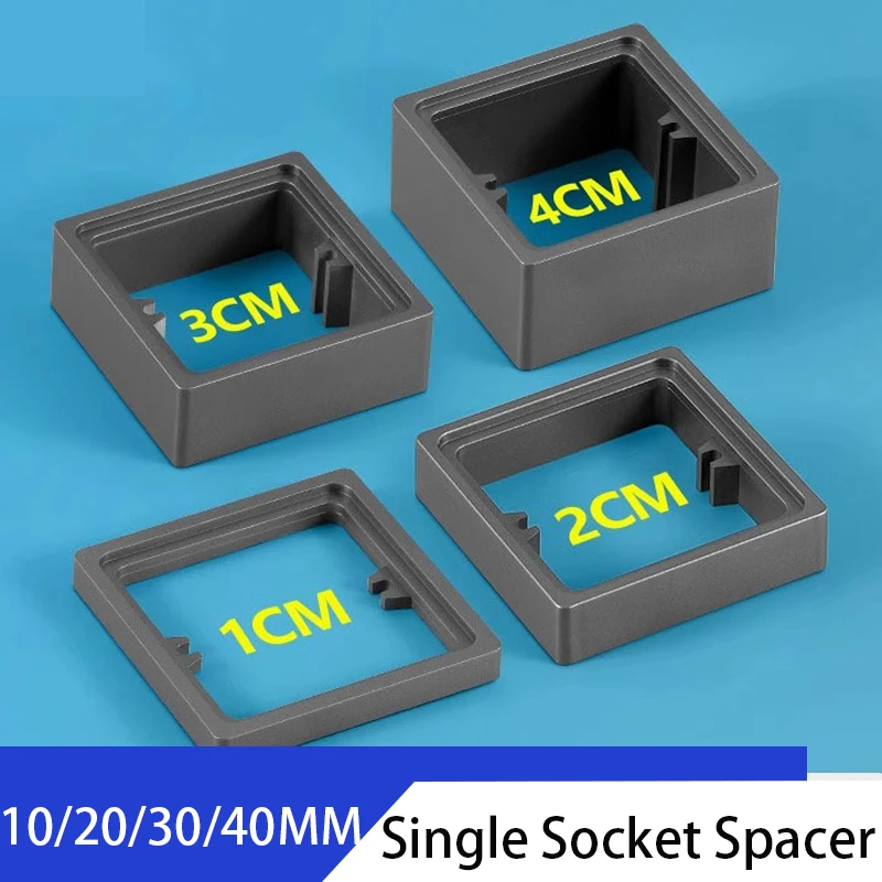 2pcs 10/20/30/40mm Square Spacer Single Socket Spacer 1 Gang Frame Plate Cove Wall Socket Surround Switches Covers Accessories