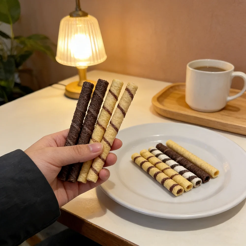 5Pack Chocolate Crispy Wafer Sticks Crunchy Hollow Biscuit Rolls Faux Snacking Dessert Topping Coffee Milk Model Bakery Parties
