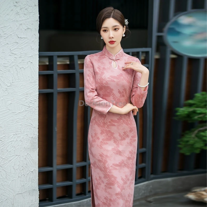 

2025 gentle temperament trendy daily qipao chinese youth women's improved vintage traditional qipao elegant thicken warm dress