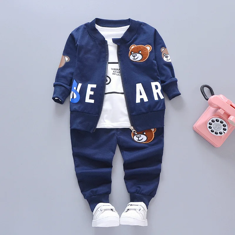 2024 Boys Clothing Sets New Kids Cotton Suit Autumn Long - sleeved Three piece jacket+jeans+t-shirt fashion casual children Sets