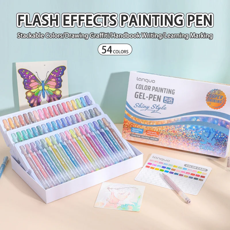 16-72 Kleuren Languo Gel Pennen Set Glanzende Schilderen Balpen 1.0mm Tekening Student Schrijven Pen Kantoor Schoolbenodigdheden Briefpapier