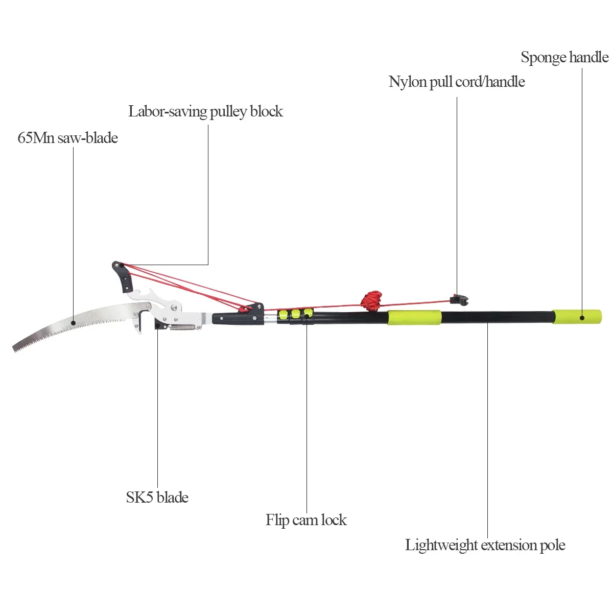 12 ft Telescopic Pruner Long Handle Tall Tree Trimmer Pruning 3.6 meters Extension Pole Saw High Altitude Branch Cutting Tool