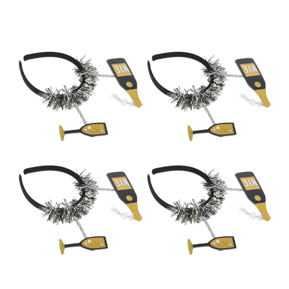 

4 Pcs Bottle Headband New Year Hair Bands Dress up Accessories Christmas Eve Acrylic Happy Headbands