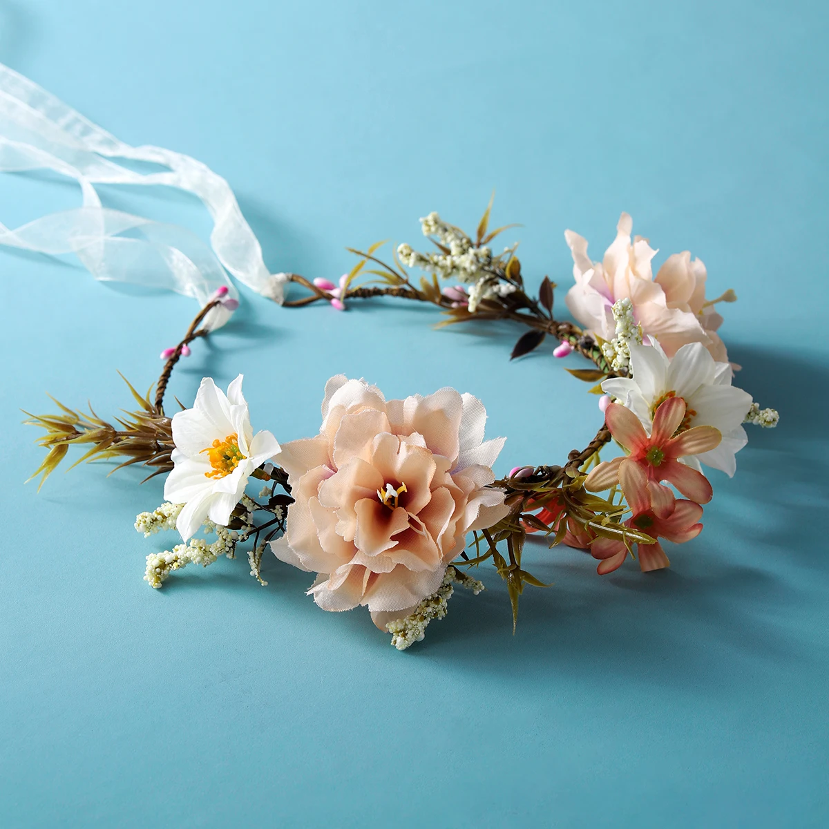 Itacazzo copricapo da sposa cerchietto per capelli decorato con fiori e adatto per oggetti di scena fotografici per feste di compleanno da donna