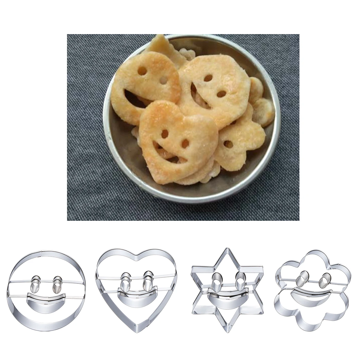 

4 Pcs Cookie Biscuit Mold Stainless Steel 1 6 Inch Diameter Vegetable Fruit Baker Accessory DIY Tool COOKIE MOLD