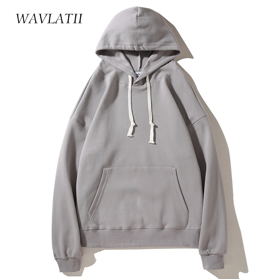 WAVLATII Women New White Hoodie Female Oversized Casual Pique Fabric Hoody Lady Light Green Hooded Tops for Spring Autumn WH2395