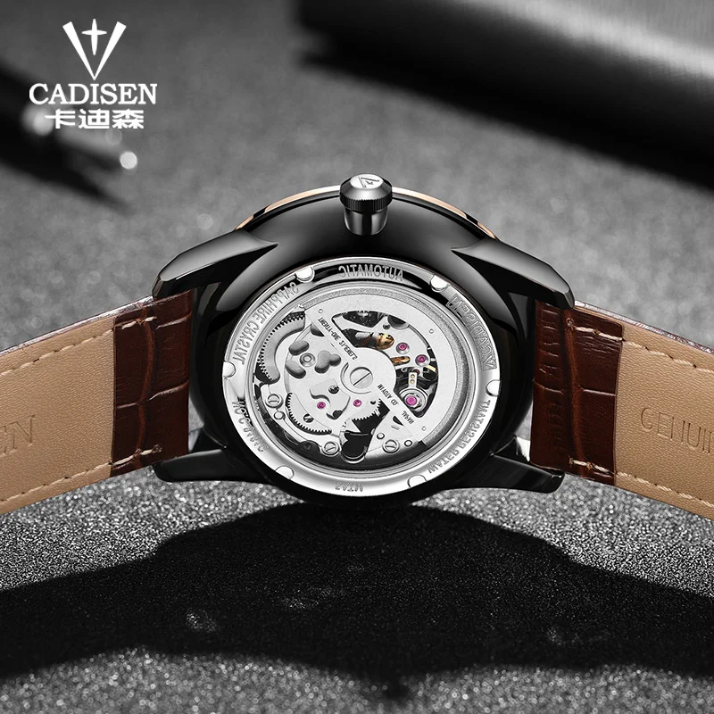 CADISEN Watch Men Japan MIYOTA 8N24 Automatic Mechanical Luxury Men Watches Sapphire Skeleton hollowing out Clock C8161G