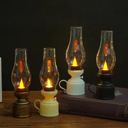 1PC Retro Flameless Candle Holder Candlestick Vintage Decor Kerosene Lamp with Button Battery For Party Home Wedding Decoration