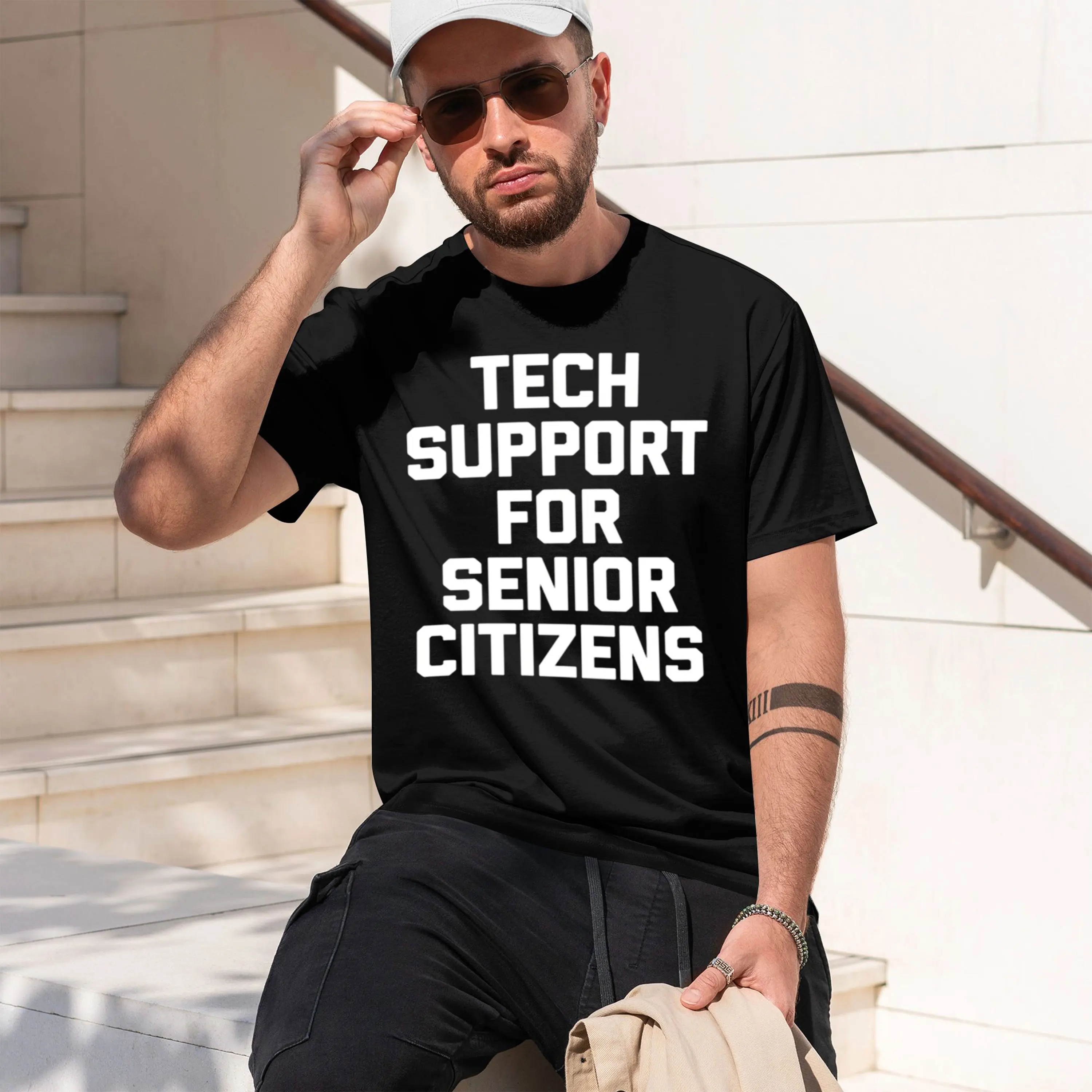 Te Support For Senior Citizens Funny Saying Computer Geek Grey Shirt Grh Tee T Shirt Man Style 2026 New Model Short-sleeve crewn