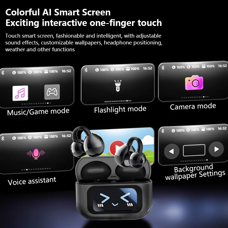 Fones de ouvido bluetooth verdadeiros fones de ouvido sem fio tela colorida led com caso de carregamento sem fio à prova dwaterproof água fones de ouvido com microfone