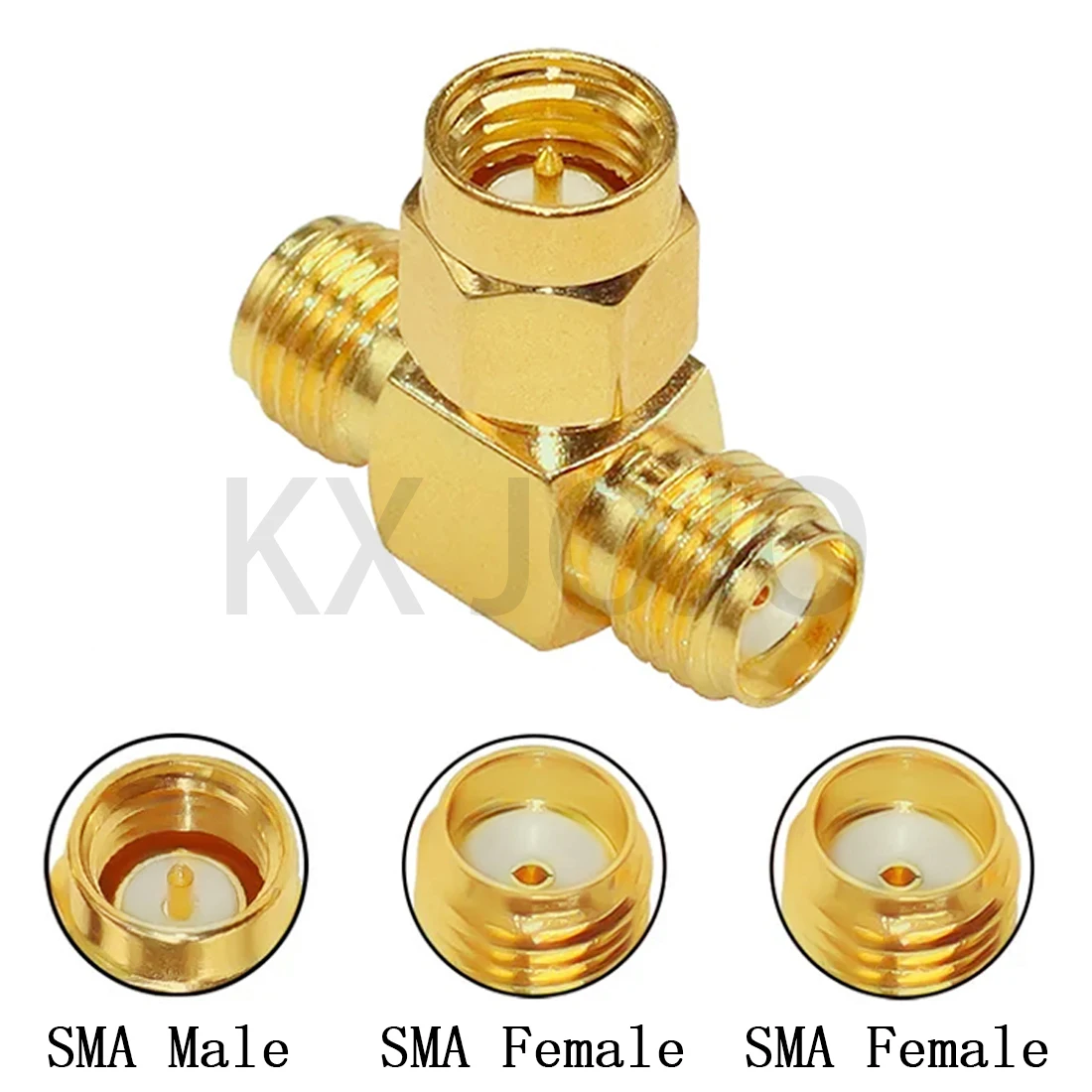 1 X SMA Tee Rf Coaxial Connector SMA Male 2XSMA Female Tee Adapter All Copper Gold Plated Connector