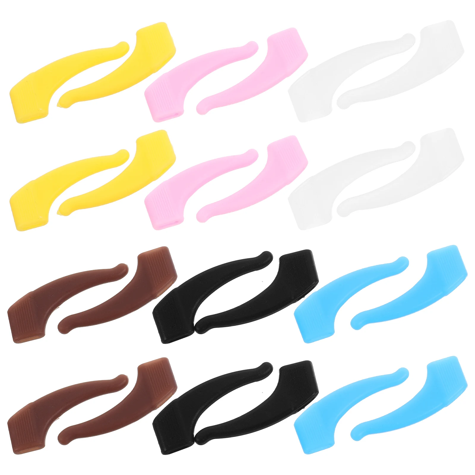 

24 pcs Anti Slip Silicone Covers for Eyeglasses Ear Grips Hooks Black Brown Yellow Light Blue Pink White Glasses Reading