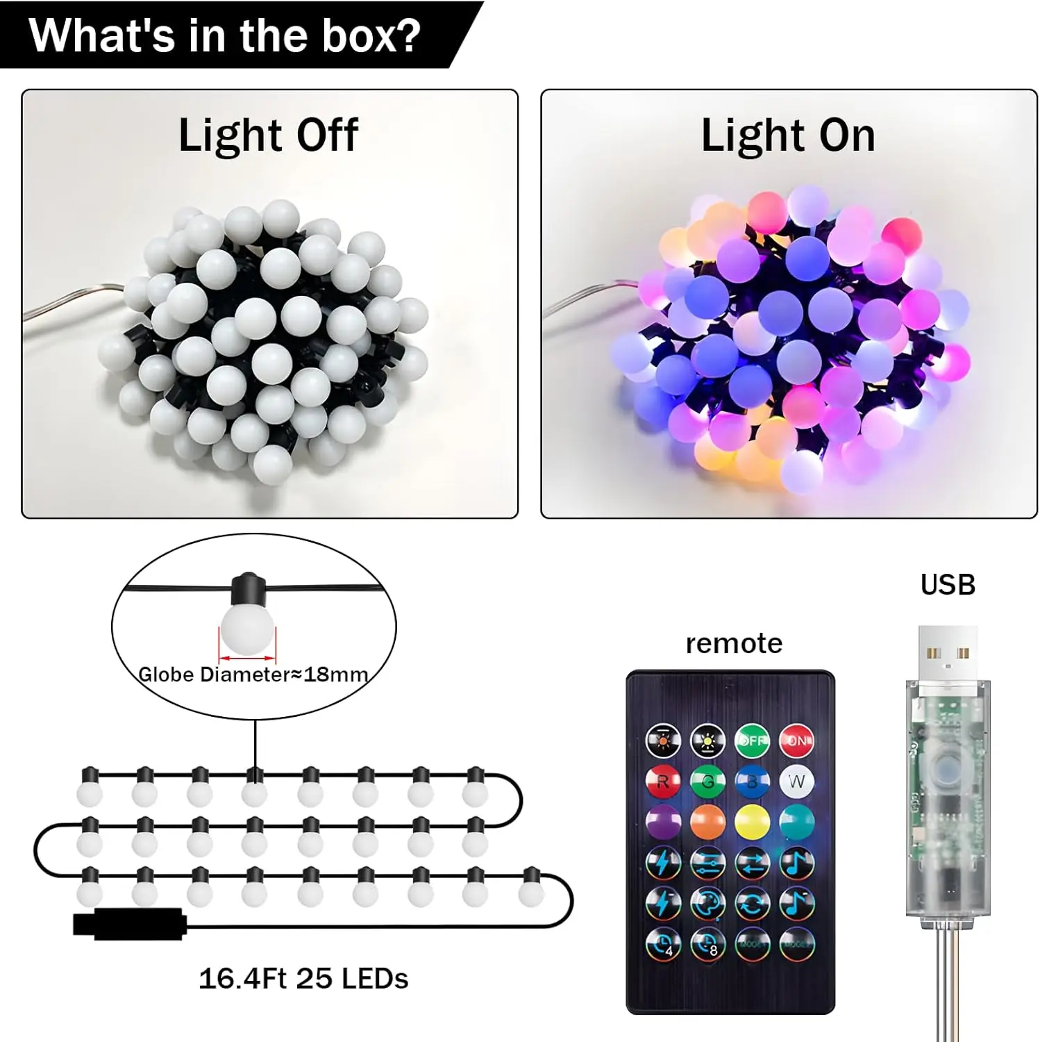 Smart Andrea RGB-Guirxiété lumineuse avec télécommande, IP65, 33 fédérations, 50 ampoules, éclairage de jardin extérieur, décoration de fête de Noël, procuration de documents