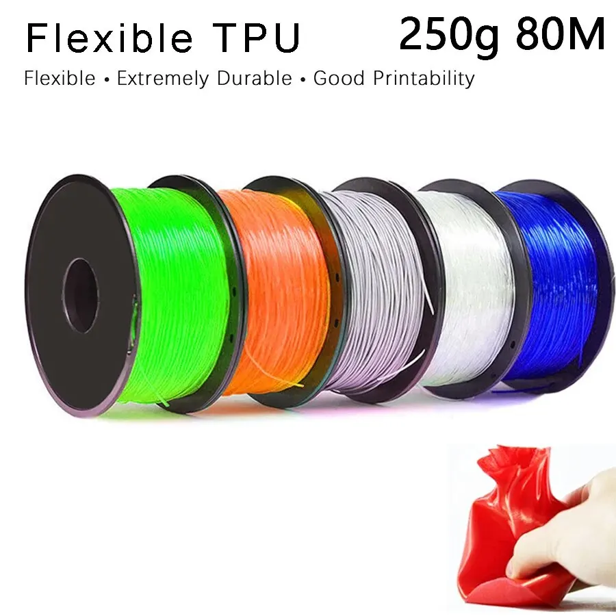 EasyThreed Druk 3D Elastyczny filament TPU Średnica 1,75 mm Waga netto 250 g Długość 80 M Miękki materiał