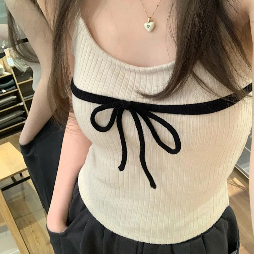 Women Sets Straps Slimming Spicy Girls Elegant Hot Sale Spring Korean Style Button Bow Bright Line Party Normcore Sexy Unique