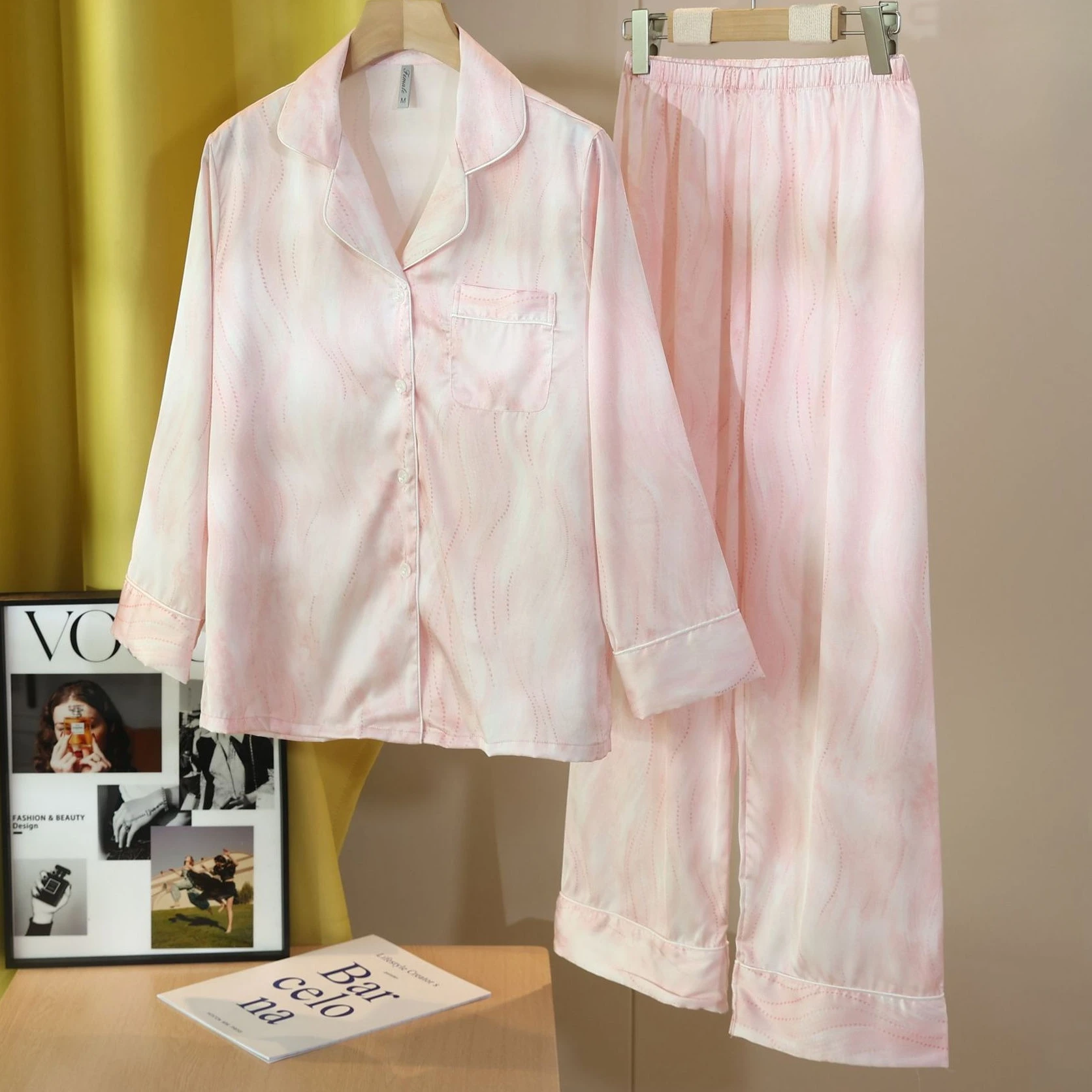 

Комплект пижам Twinset Spring для женщин: пижама с длинным рукавом из вискозы, рубашка и брюки, домашняя одежда, ночная сорочка, пижамный костюм, нижнее белье