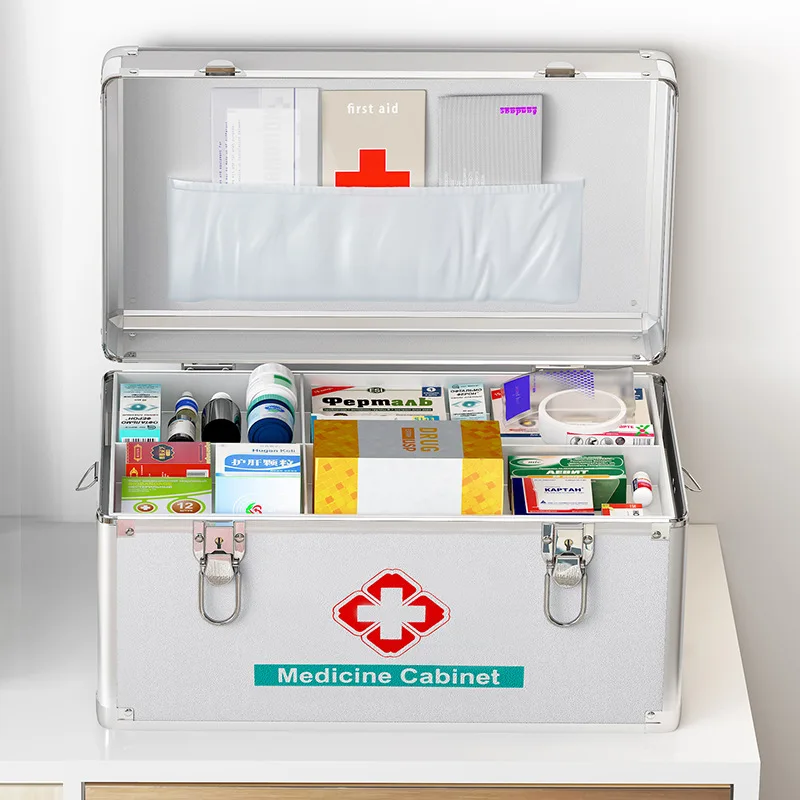 MINISO Household Medicine Box Emergency Medicine Box Medical Outpatient Box Aluminum Alloy Medicine Box Family First Aid Box