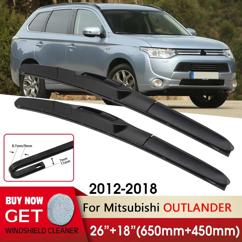 

Car Wiper Front Wiper Blades 26"+18" For Mitsubishi OUTLANDER 2012-2018 Fit U Hook Arm Windshield Windscreen Front Window