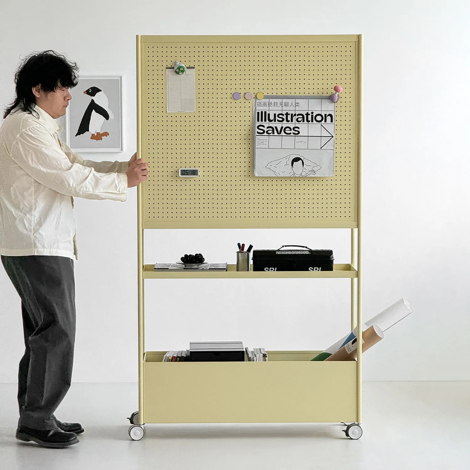 Cart Studio Movable Cave Board Storage Rack Household Storage Multi-layer Metal