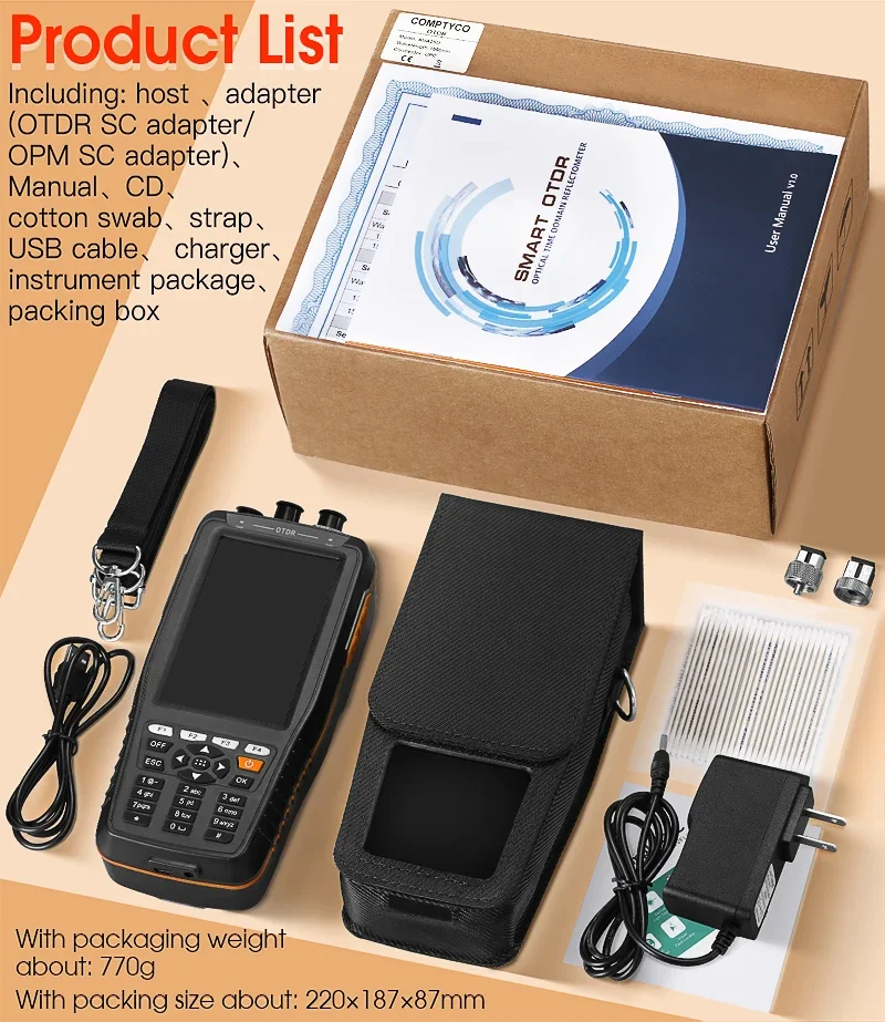 Smart OTDR with Touch Screen, Optical Time, OTDR, 1550nm, VFL, OPM, OLS, OTDR